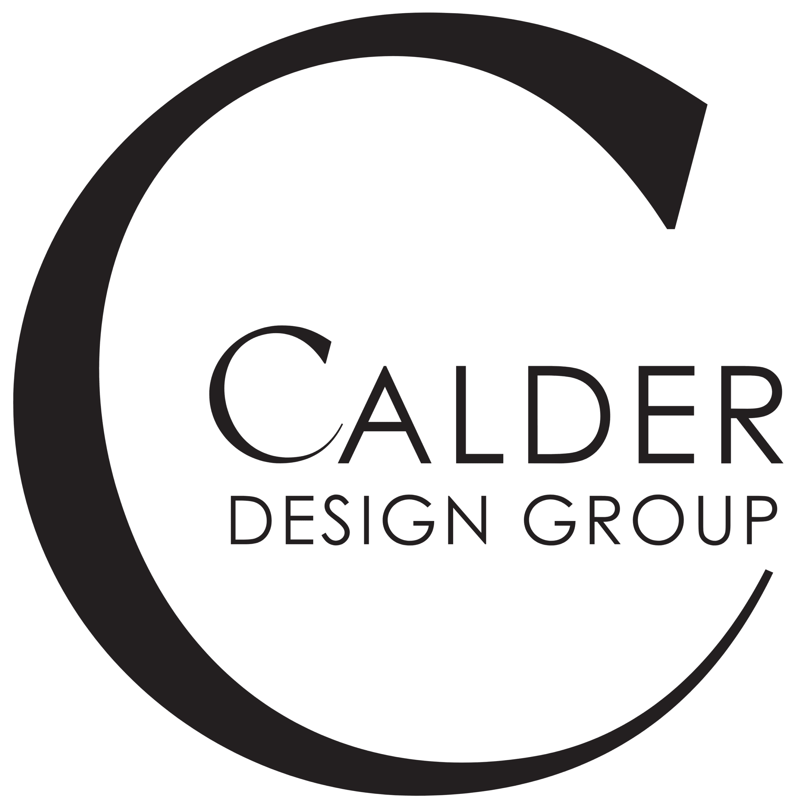 CalderDesignREVkopya.pdf Logo of Calder Design Group with a large stylized "C" encircling the name in black text.